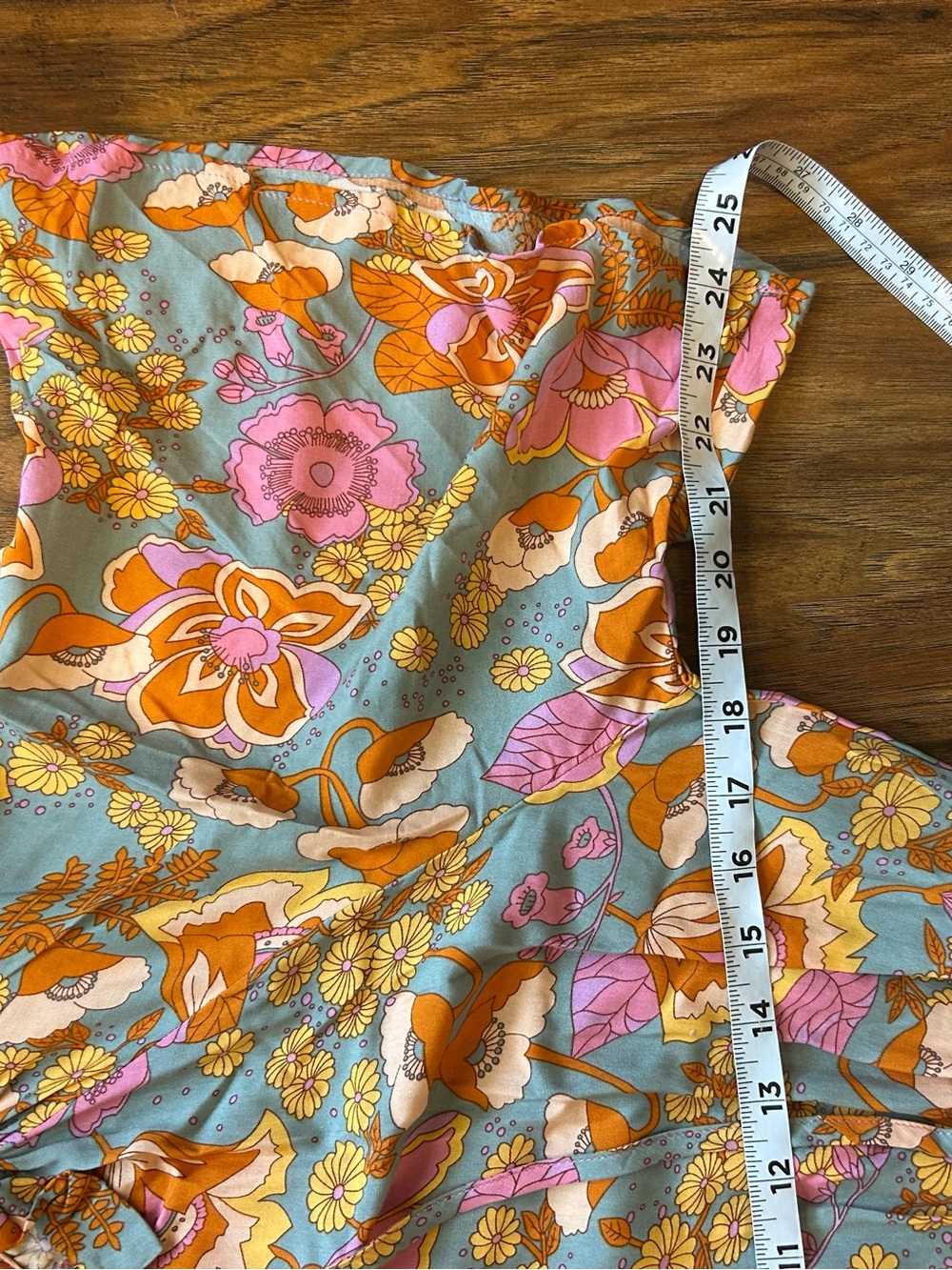 Women's Floral Midi Dress in Blue, Pink & Gold - Picture 6 of 6